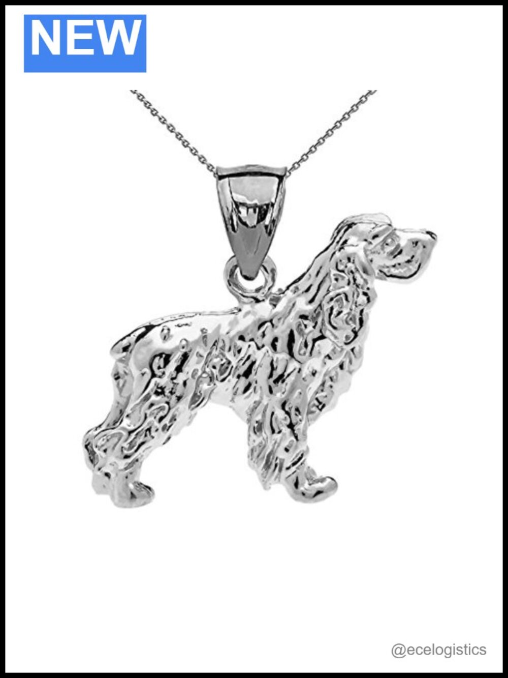 Solid Sterling Silver Cocker Spaniel Charm Pendant Necklace